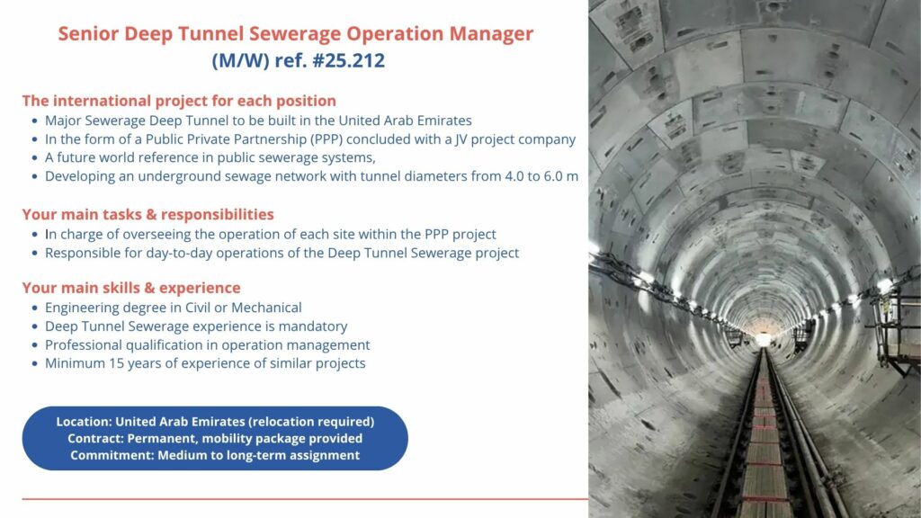 Senior Deep Tunnel Sewerage Operation Manager (M/W)