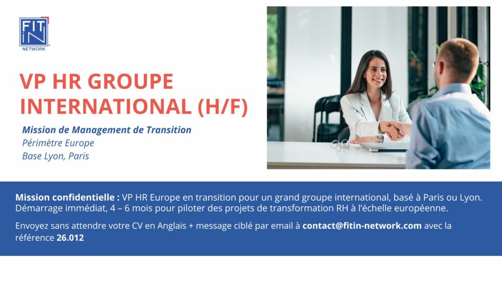 VP HR Groupe International (H/F) – REF 26.012